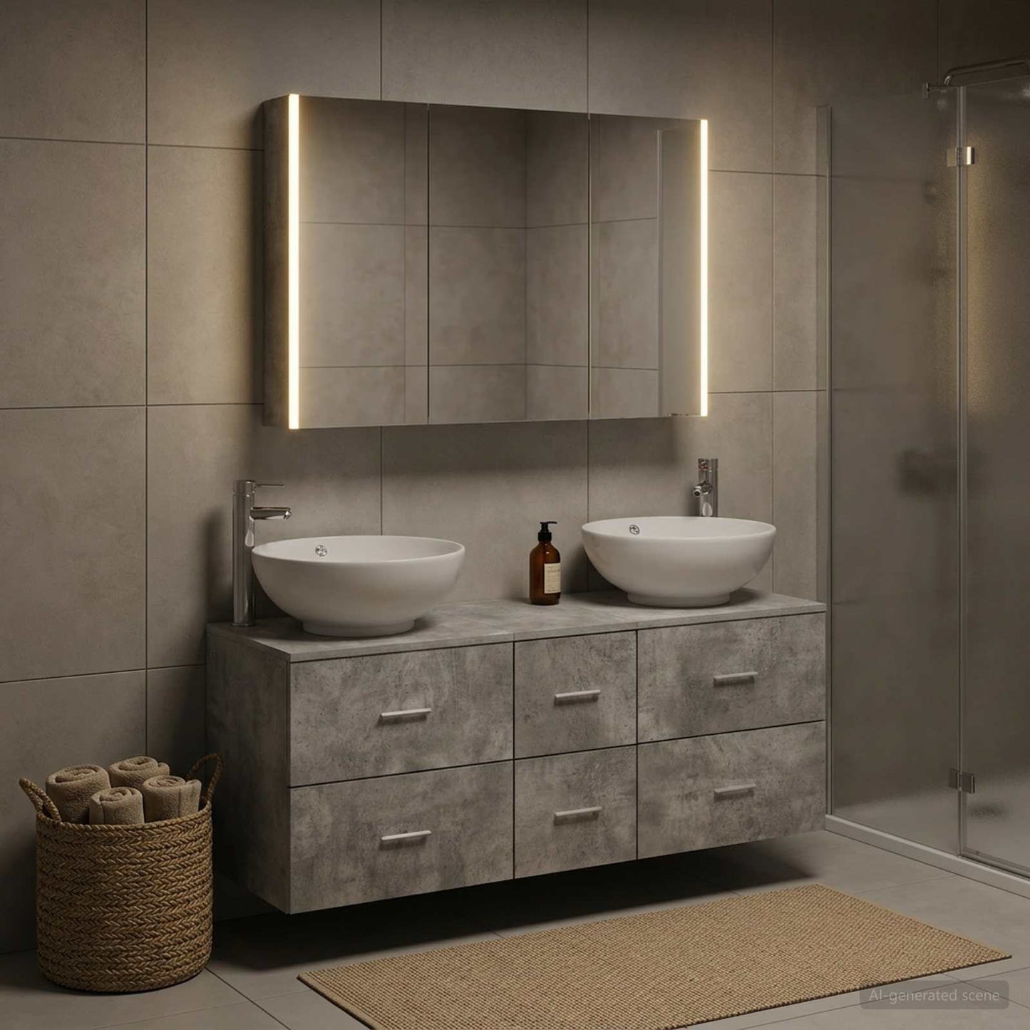 Bathroom Furniture Set 4 pcs Concrete Grey