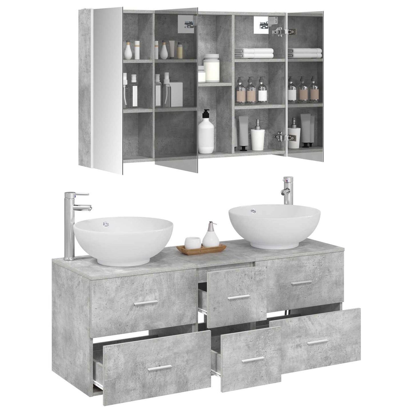 Bathroom Furniture Set 4 pcs Concrete Grey
