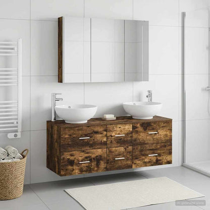 Bathroom Furniture Set 4 pcs Smoked Oak