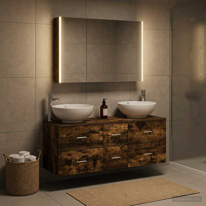 Bathroom Furniture Set 4 pcs Smoked Oak