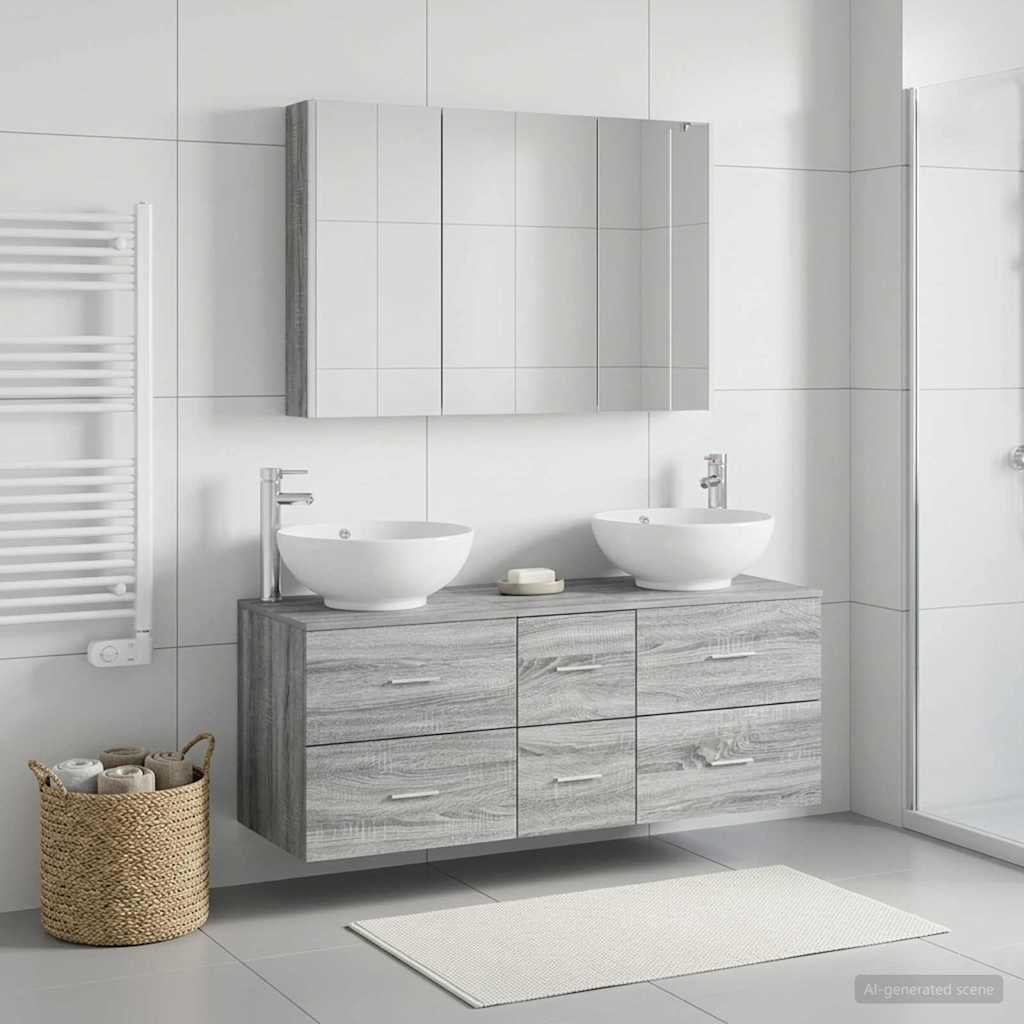 Bathroom Furniture Set 4 pcs Grey Sonoma