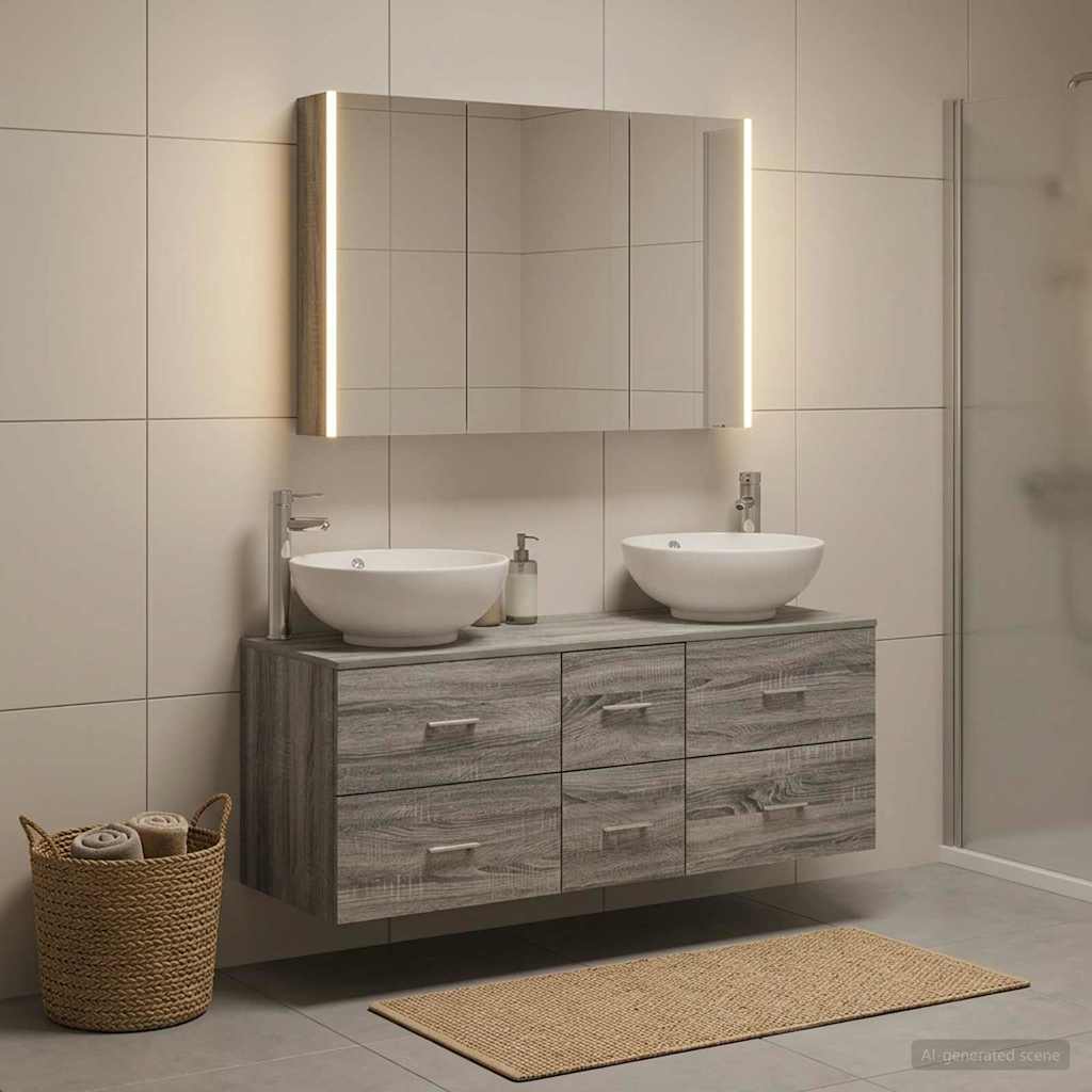 Bathroom Furniture Set 4 pcs Grey Sonoma