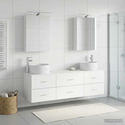 Bathroom Furniture Set 5 pcs White Engineered Wood and Glass