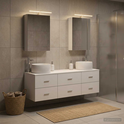 Bathroom Furniture Set 5 pcs White Engineered Wood and Glass