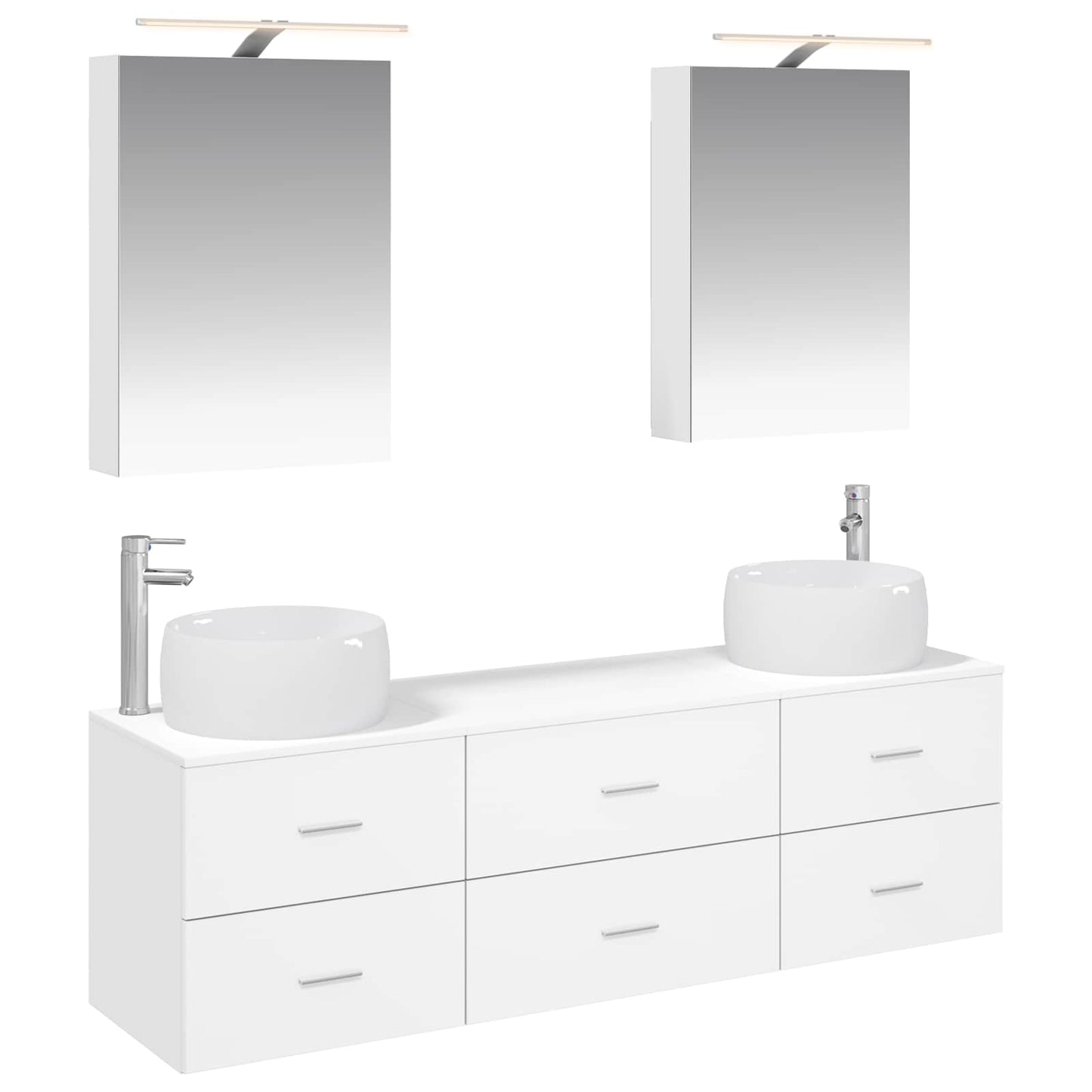 Bathroom Furniture Set 5 pcs White Engineered Wood and Glass