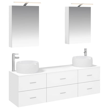 Bathroom Furniture Set 5 pcs White Engineered Wood and Glass