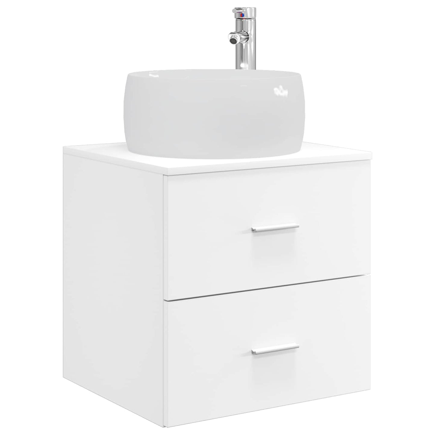 Bathroom Furniture Set 5 pcs White Engineered Wood and Glass