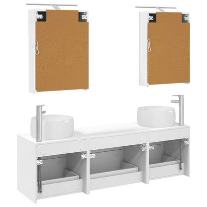 Bathroom Furniture Set 5 pcs White Engineered Wood and Glass