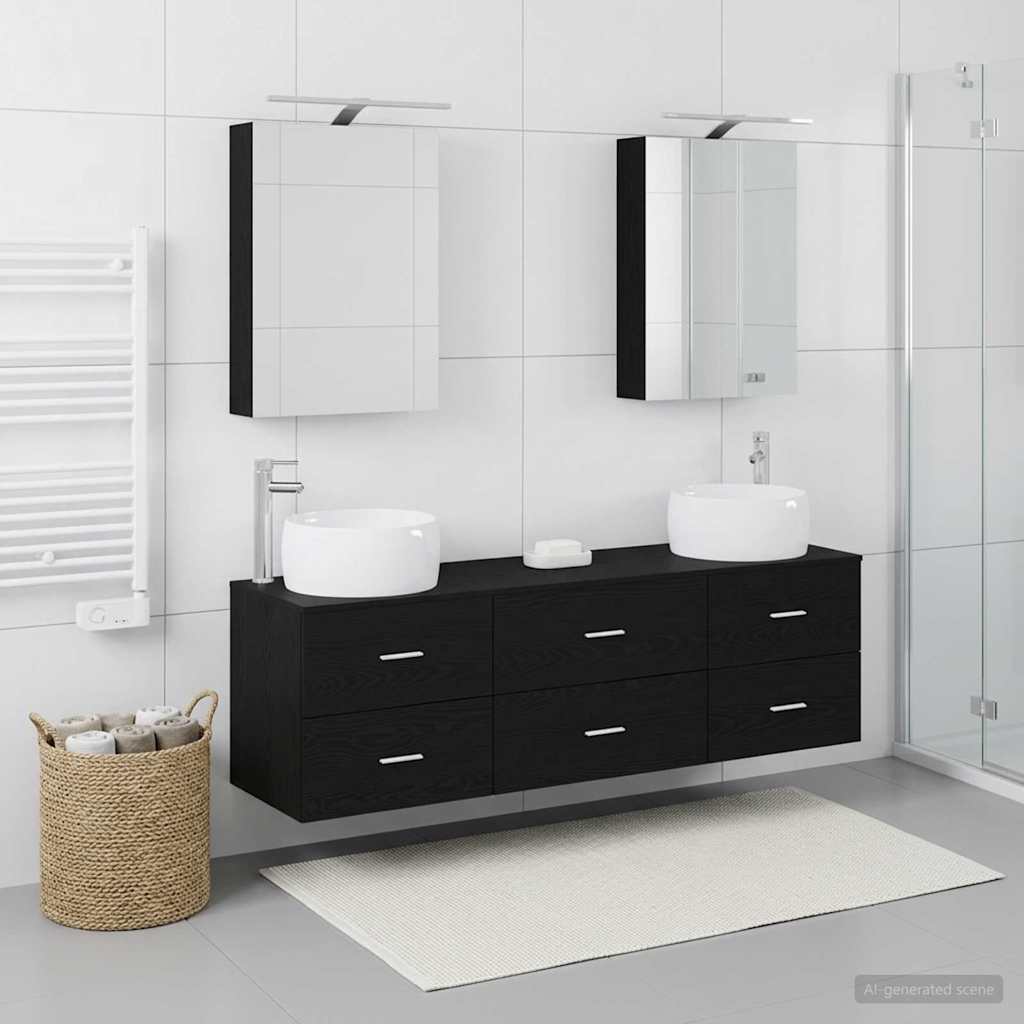 Bathroom Furniture Set 5 pcs Black Oak