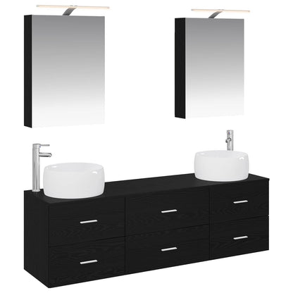 Bathroom Furniture Set 5 pcs Black Oak
