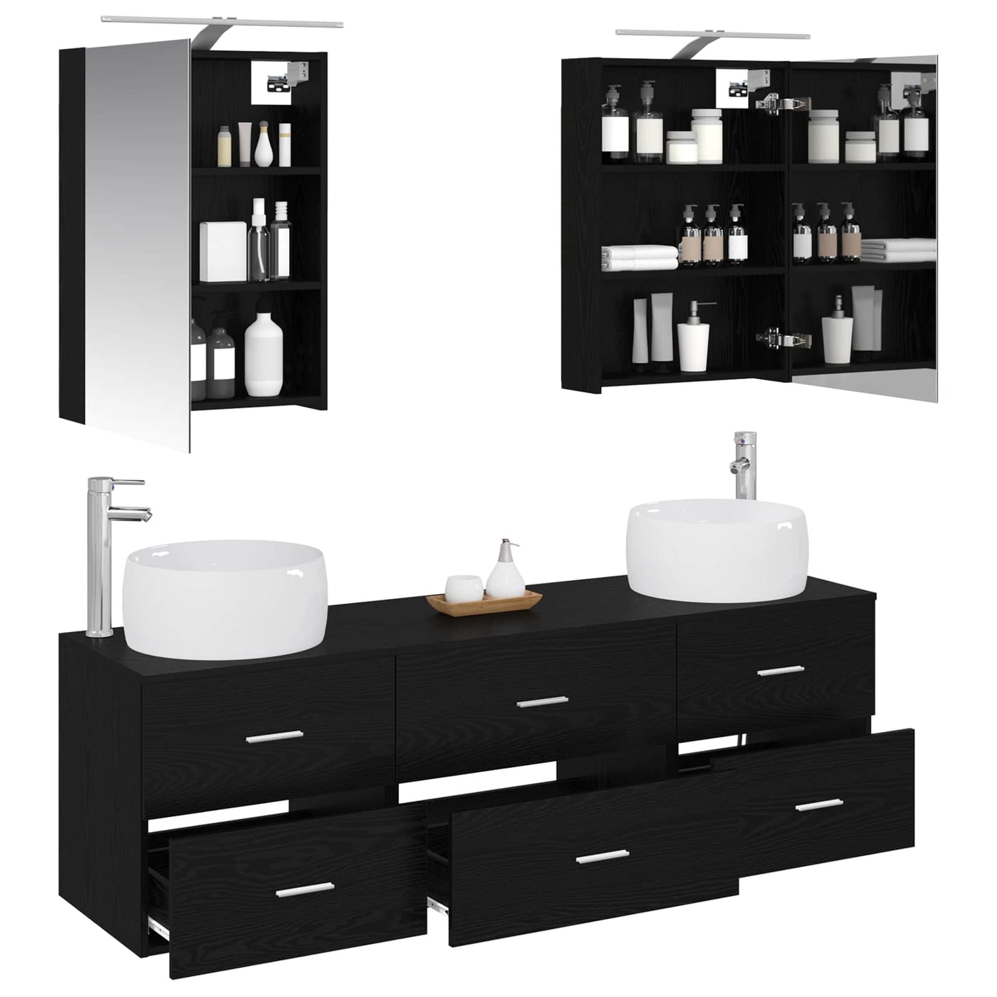 Bathroom Furniture Set 5 pcs Black Oak