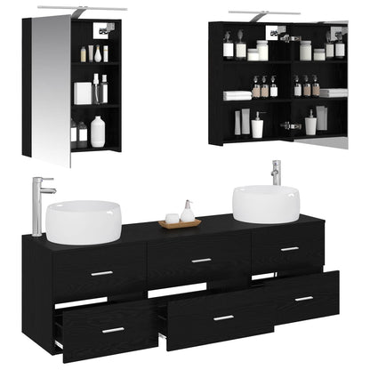 Bathroom Furniture Set 5 pcs Black Oak