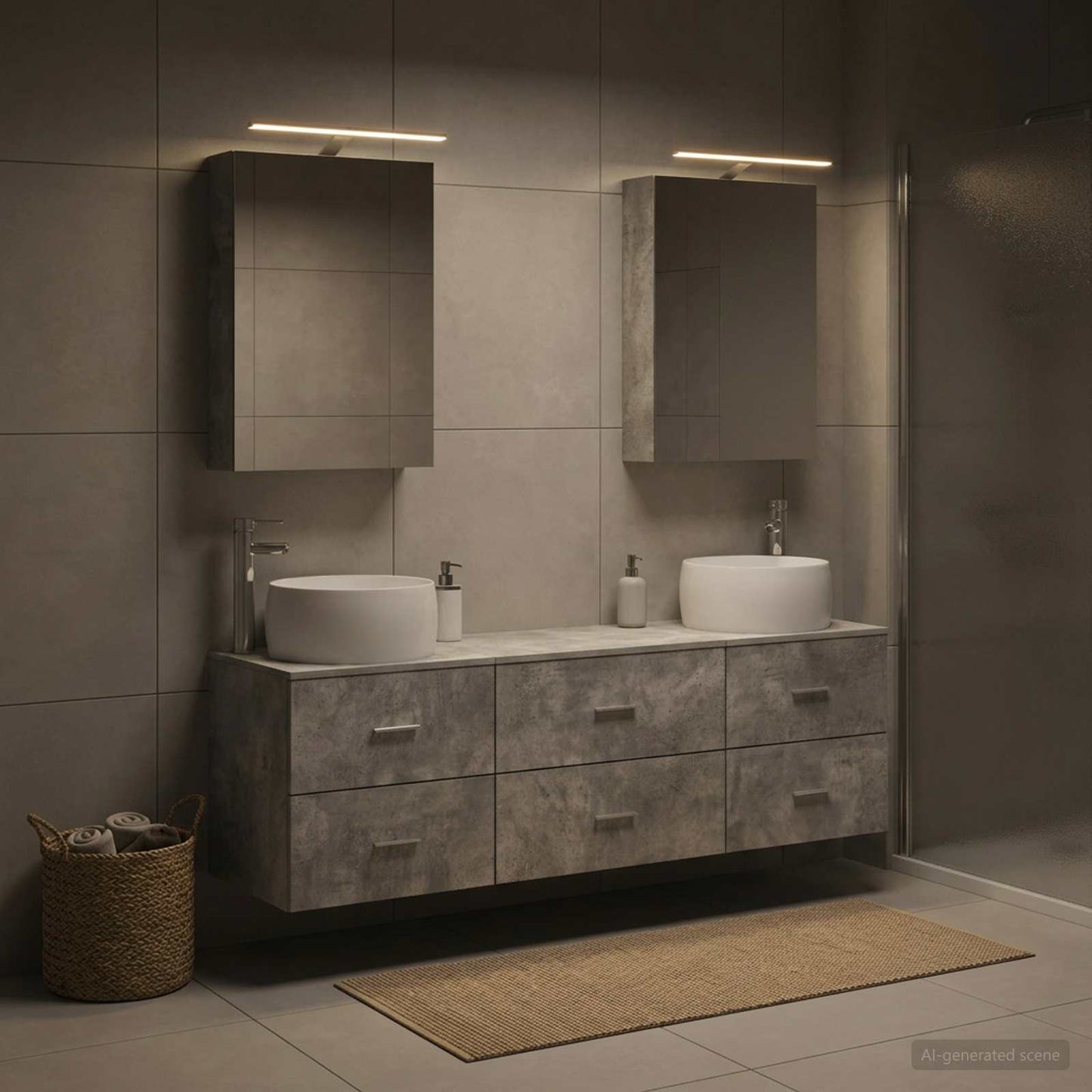 Bathroom Furniture Set 5 pcs Concrete Grey