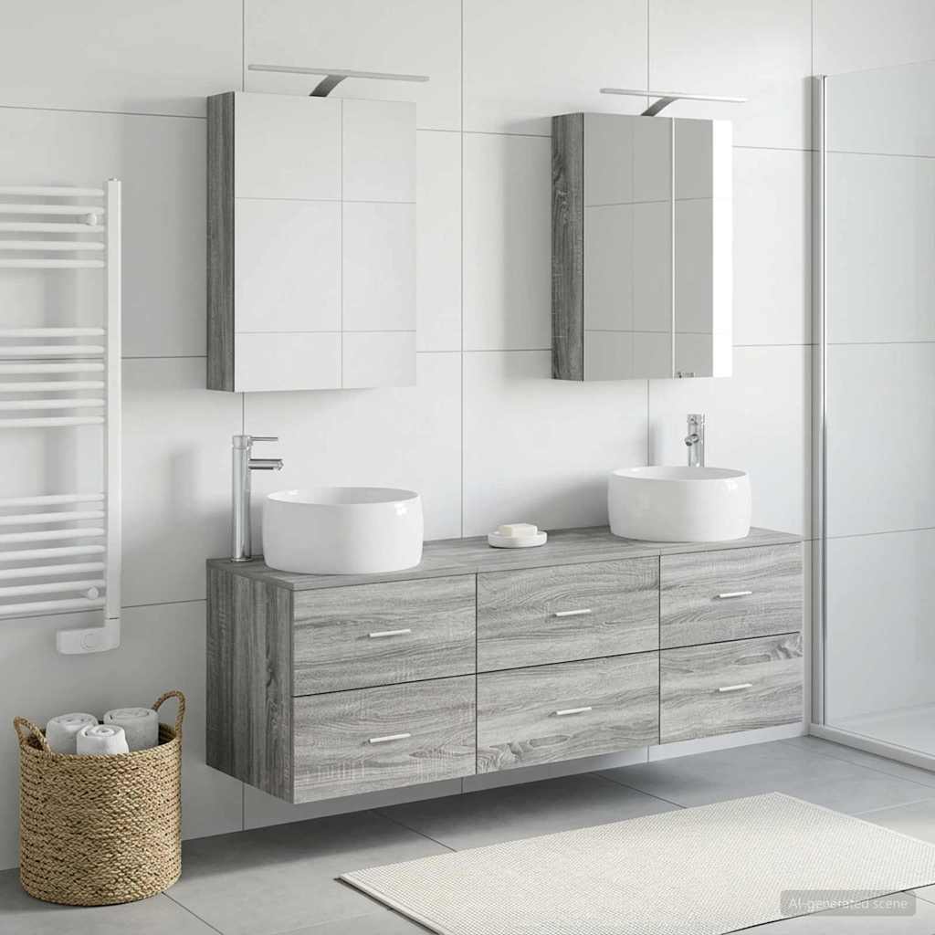 Bathroom Furniture Set 5 pcs Grey Sonoma