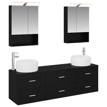 Bathroom Furniture Set 5 pcs Black Oak