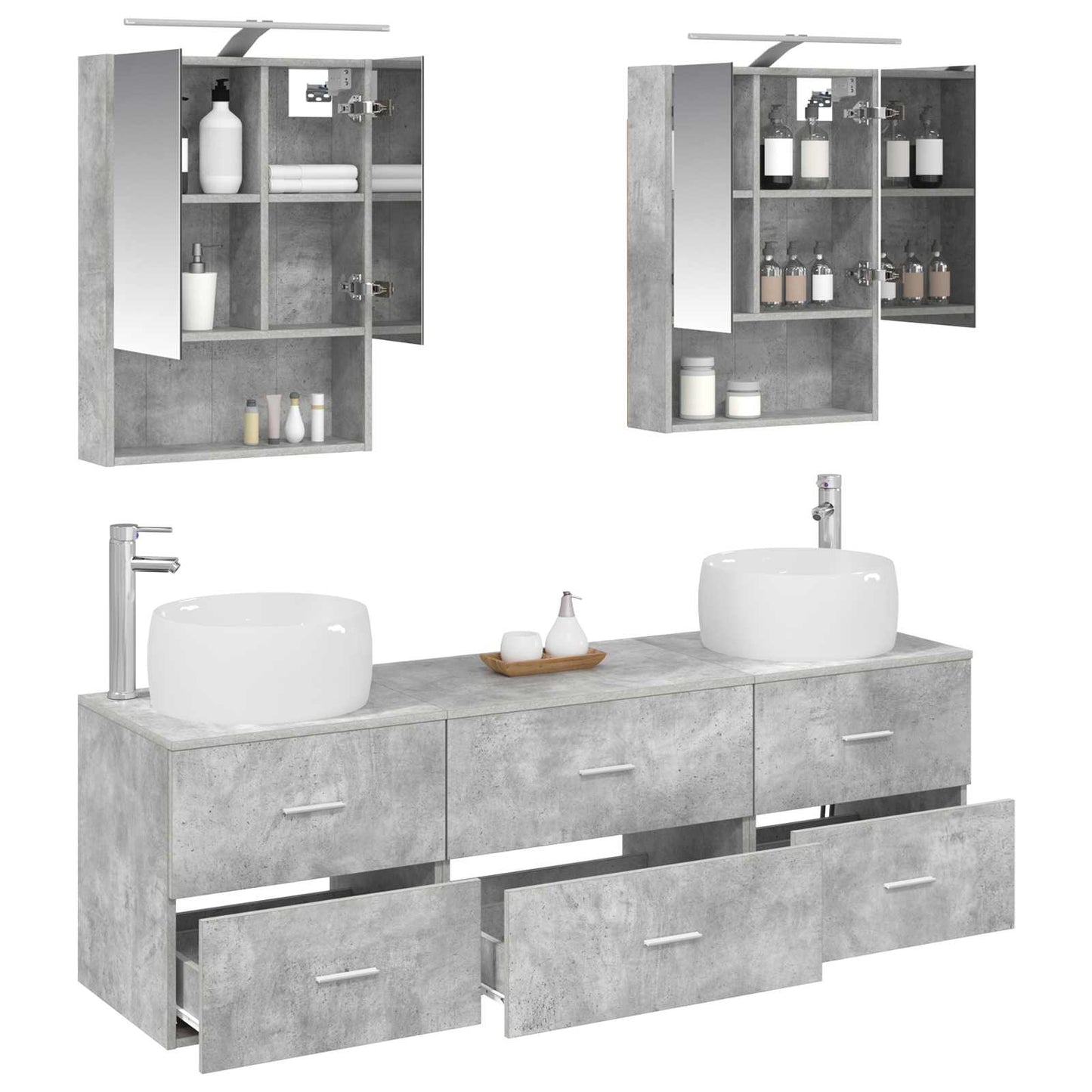 Bathroom Furniture Set 5 pcs Concrete Grey
