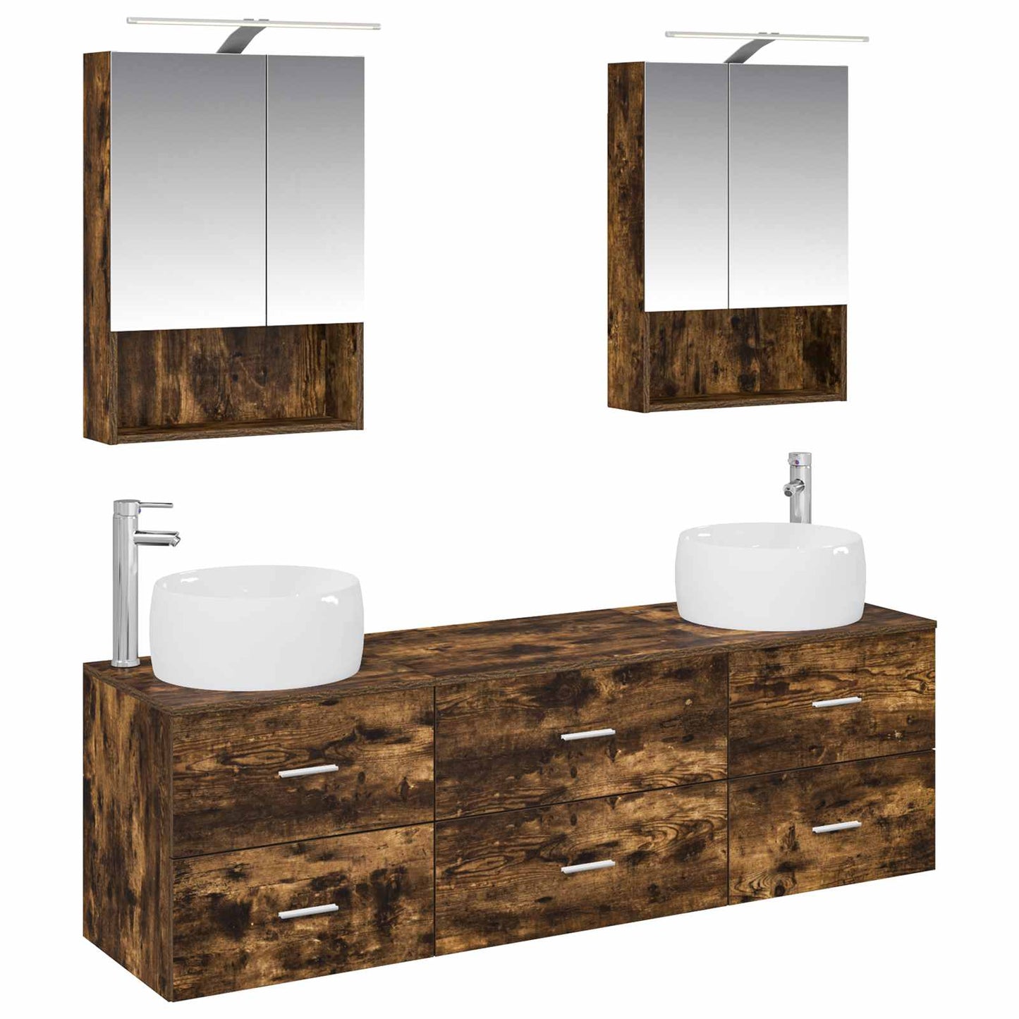 Bathroom Furniture Set 5 pcs Smoked Oak