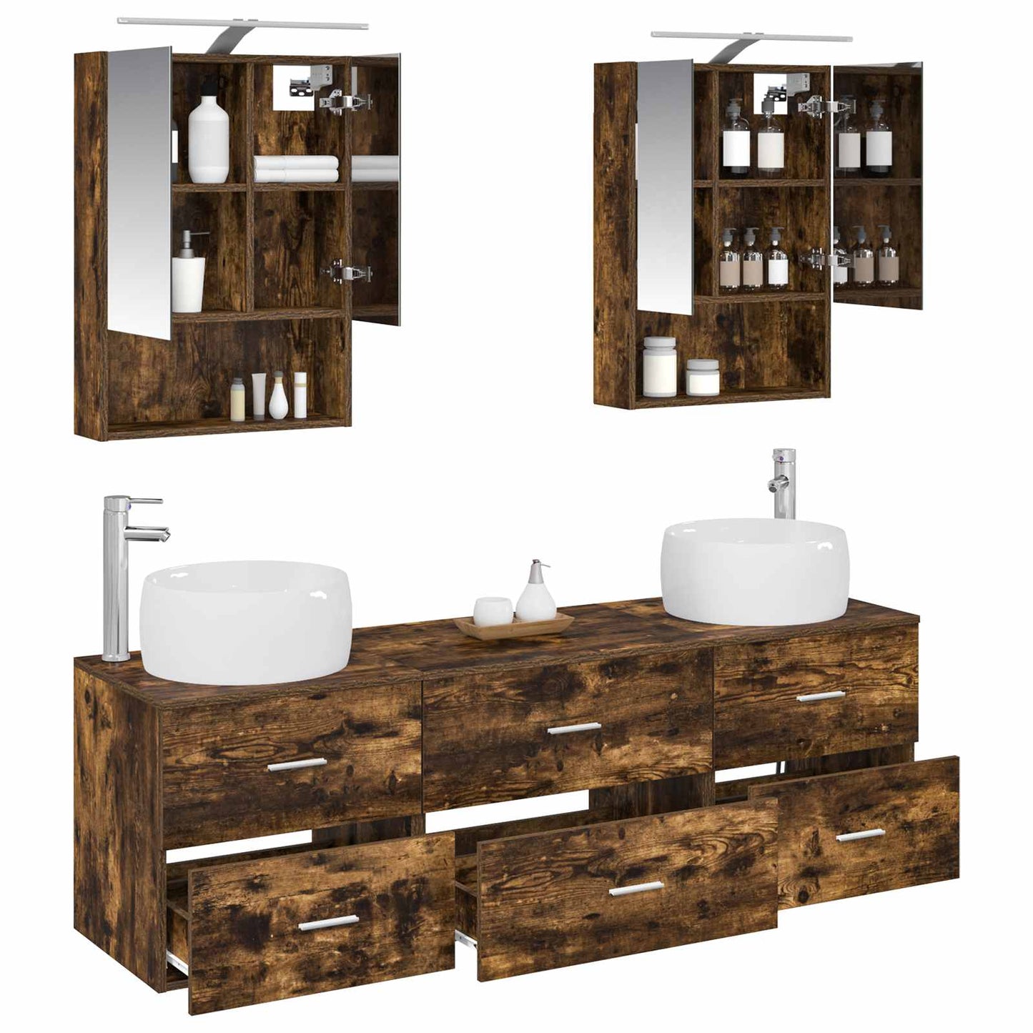 Bathroom Furniture Set 5 pcs Smoked Oak