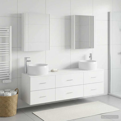 Bathroom Furniture Set 5 pcs White Engineered Wood and Glass