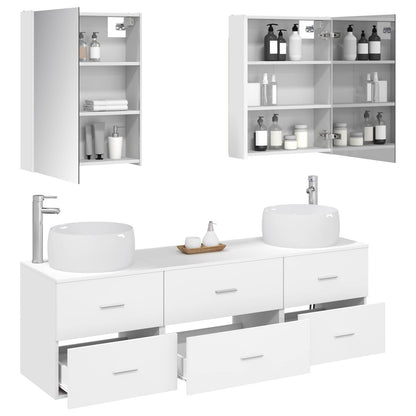 Bathroom Furniture Set 5 pcs White Engineered Wood and Glass
