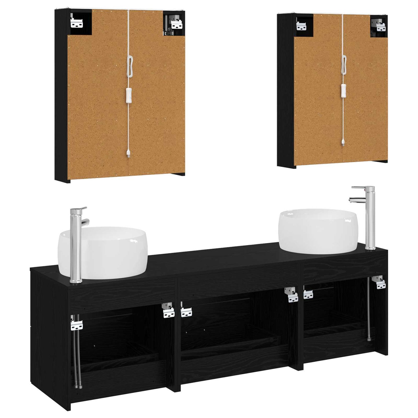 Bathroom Furniture Set 5 pcs Black Oak