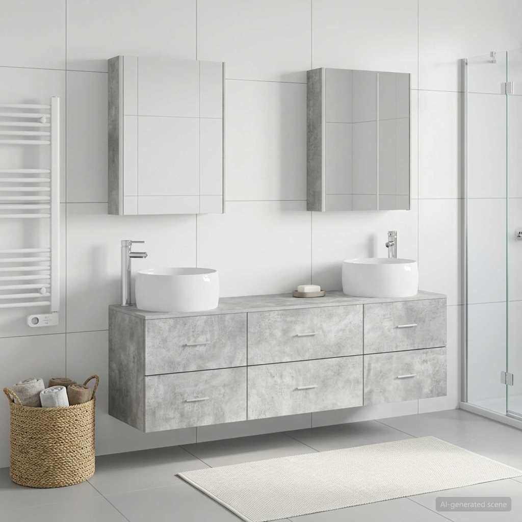 Bathroom Furniture Set 5 pcs Concrete Grey