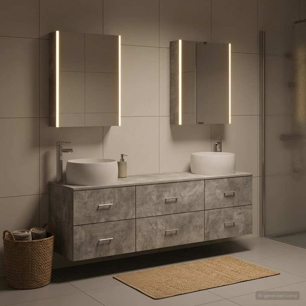 Bathroom Furniture Set 5 pcs Concrete Grey