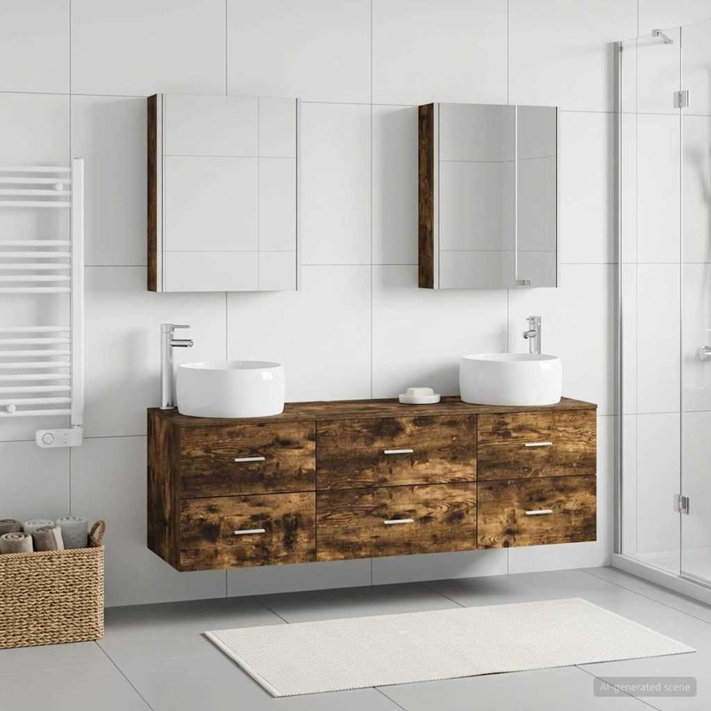 Bathroom Furniture Set 5 pcs Smoked Oak