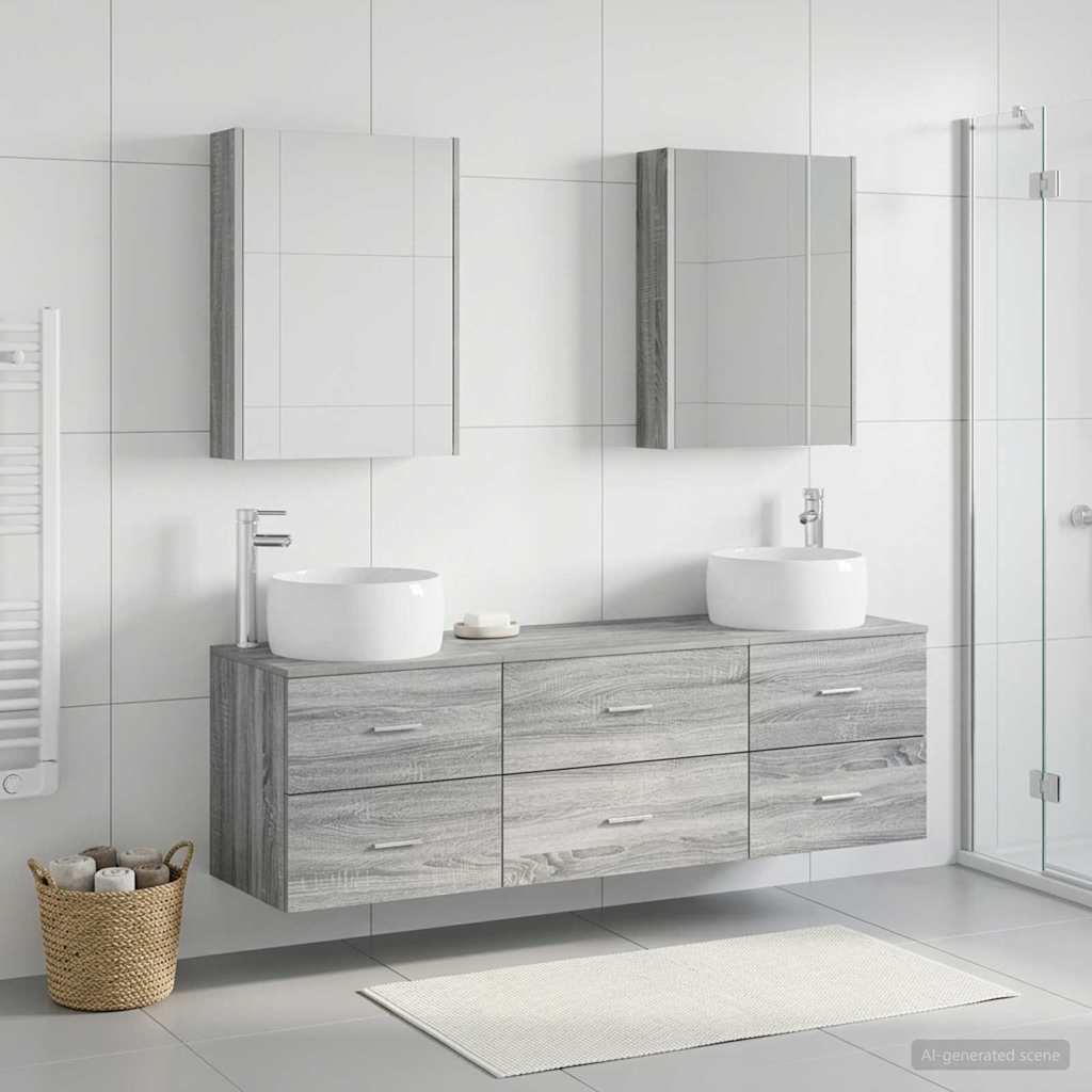 Bathroom Furniture Set 5 pcs Grey Sonoma
