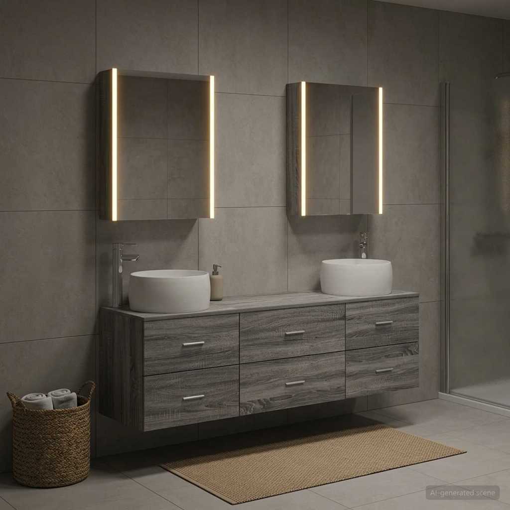 Bathroom Furniture Set 5 pcs Grey Sonoma