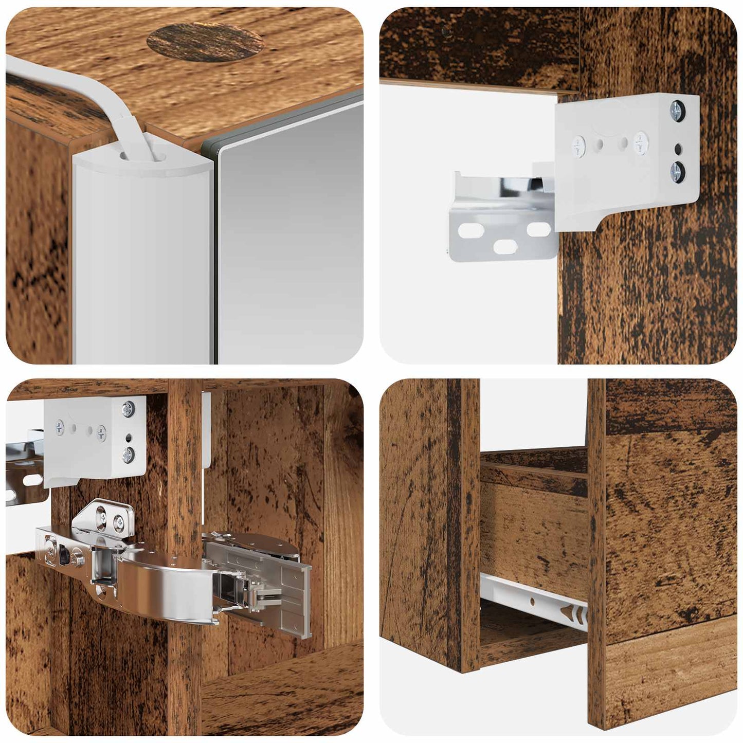Bathroom Furniture Set 5 pcs Old Wood Engineered Wood and Glass