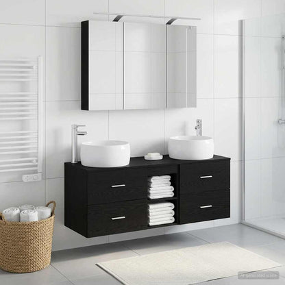 Bathroom Furniture Set 4 pcs Black Oak