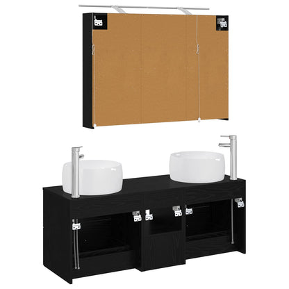 Bathroom Furniture Set 4 pcs Black Oak