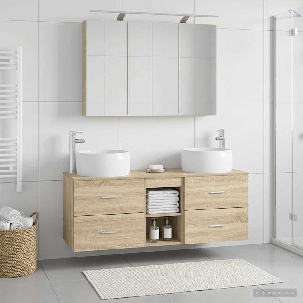 Bathroom Furniture Set 4 pcs Sonoma Oak