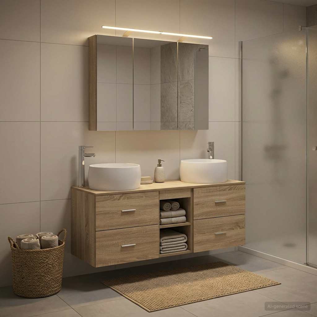 Bathroom Furniture Set 4 pcs Sonoma Oak
