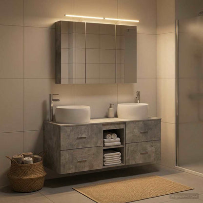 Bathroom Furniture Set 4 pcs Concrete Grey