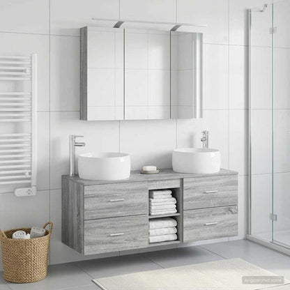 Bathroom Furniture Set 4 pcs Grey Sonoma