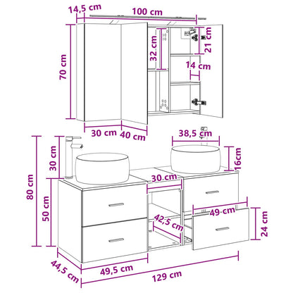 Bathroom Furniture Set 4 pcs Grey Sonoma