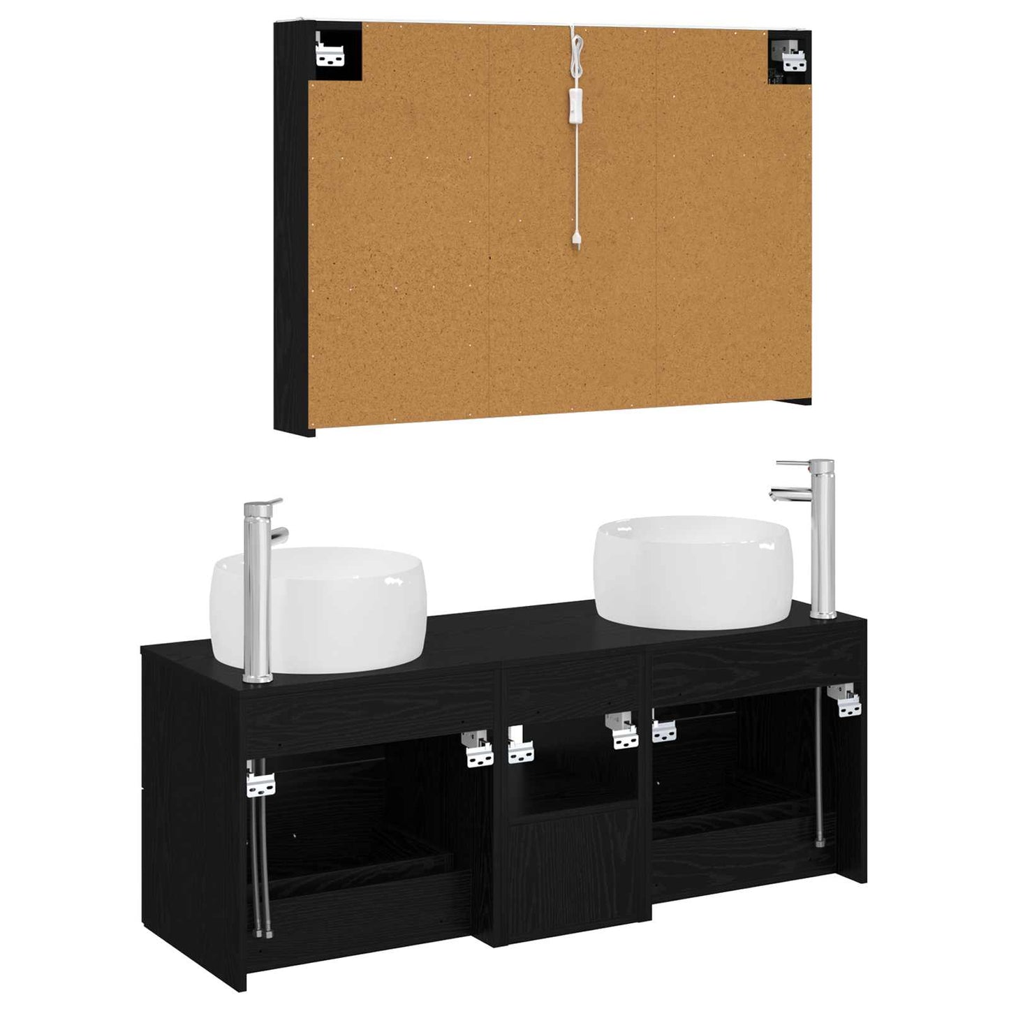 Bathroom Furniture Set 4 pcs Black Oak