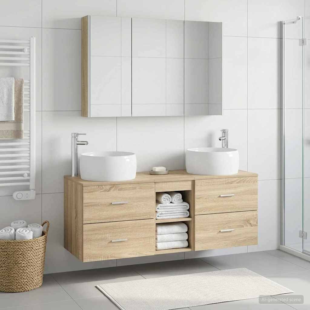Bathroom Furniture Set 4 pcs Sonoma Oak