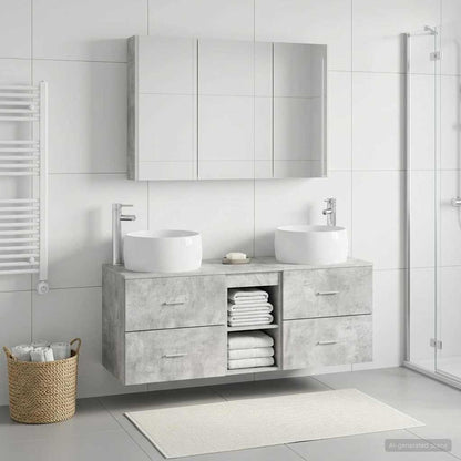 Bathroom Furniture Set 4 pcs Concrete Grey
