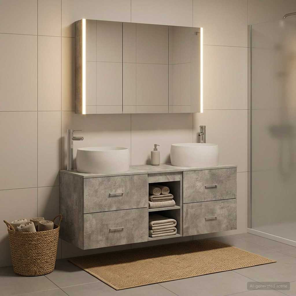 Bathroom Furniture Set 4 pcs Concrete Grey