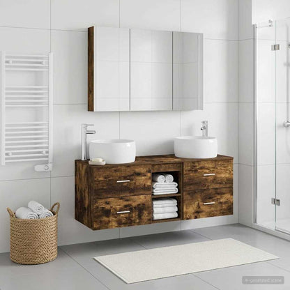 Bathroom Furniture Set 4 pcs Smoked Oak