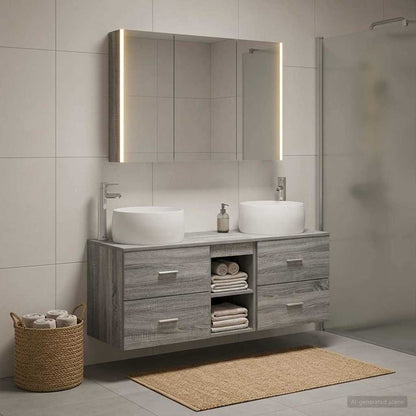 Bathroom Furniture Set 4 pcs Grey Sonoma