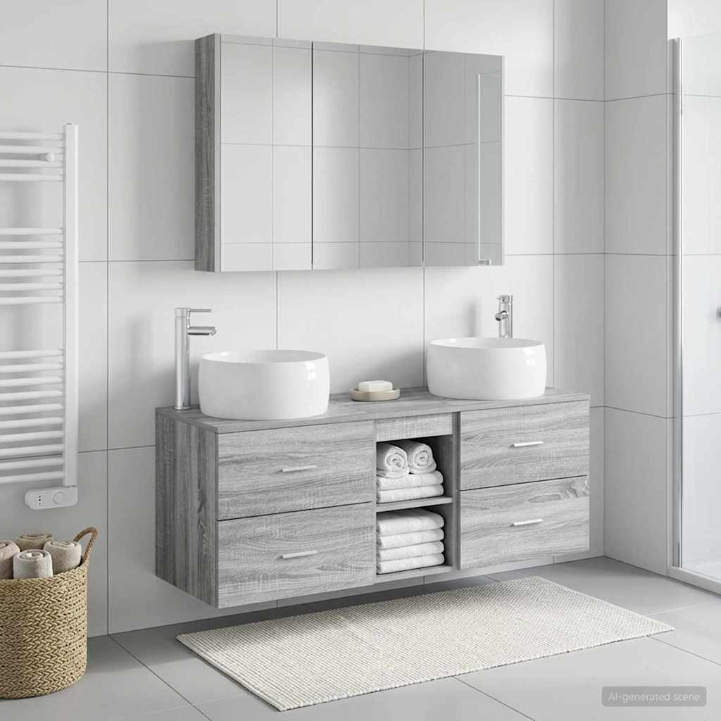 Bathroom Furniture Set 4 pcs Grey Sonoma