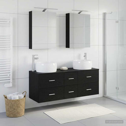 Bathroom Furniture Set 5 pcs Black Oak