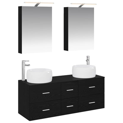 Bathroom Furniture Set 5 pcs Black Oak