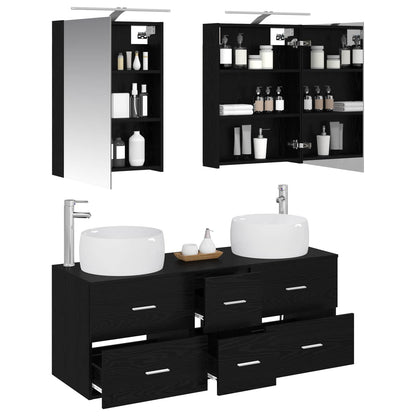 Bathroom Furniture Set 5 pcs Black Oak
