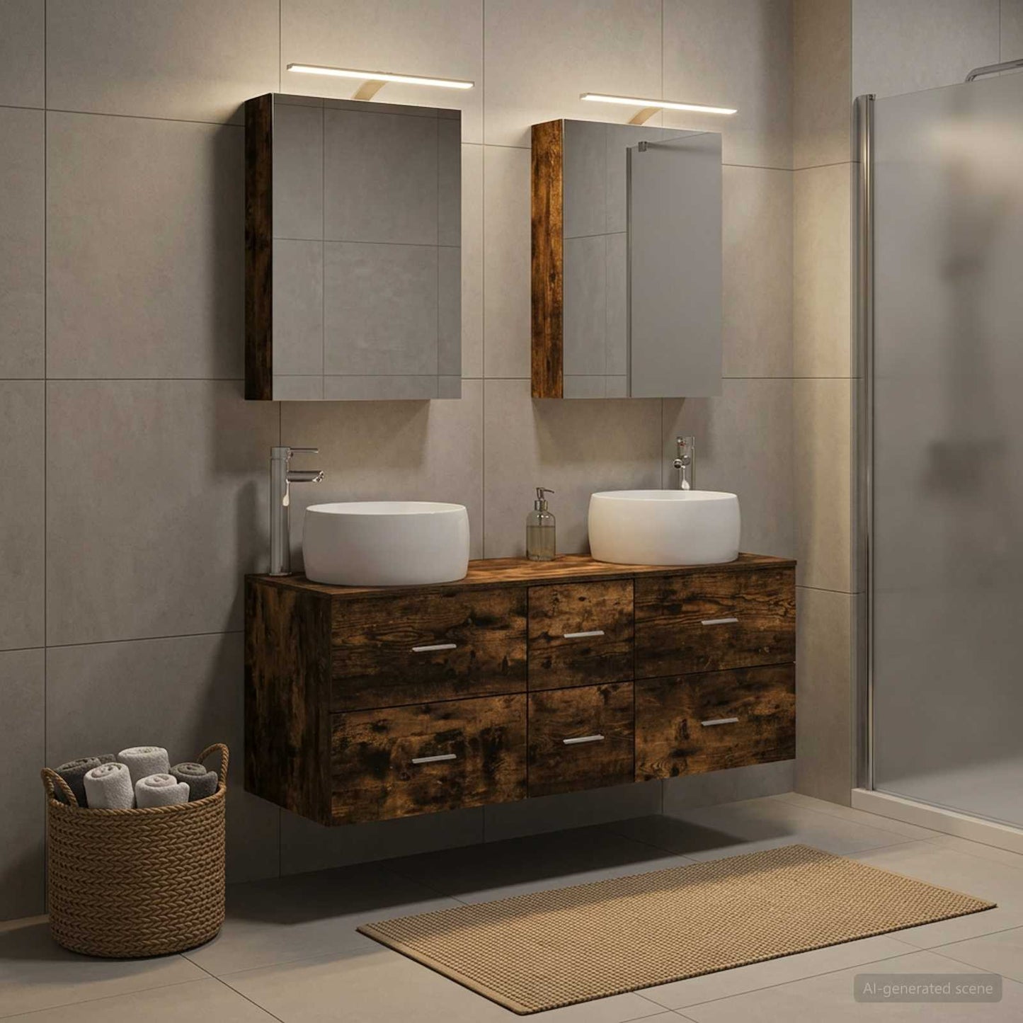 Bathroom Furniture Set 5 pcs Smoked Oak
