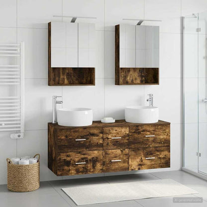 Bathroom Furniture Set 5 pcs Smoked Oak